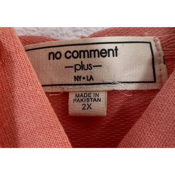 NWT No Comment Plus NY LA Womens Peach Distressed Sweatshirt Size 2X - Picture 3 of 5
